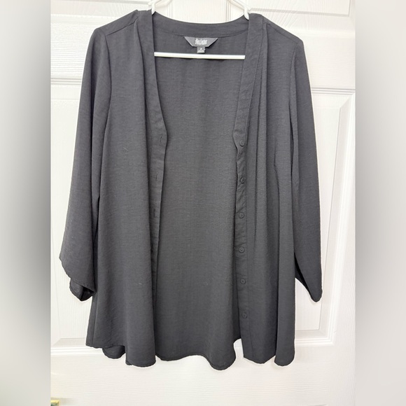 Slim Factor Black Button Down Blouse Sz S - Picture 1 of 5